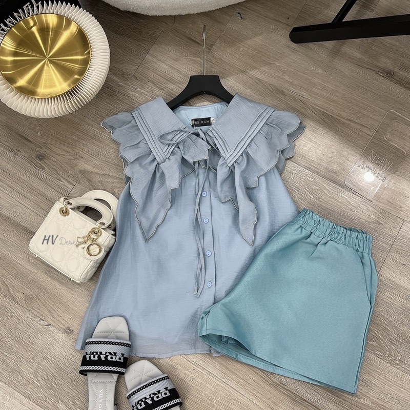 Bộ cổ bèo ba lỗ + quần sooc tacta