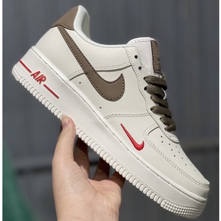 Giày thể thao AF1 vệt nâu, Giày Air Force 1 white brow vệt nâu nam nữ tặng box bill