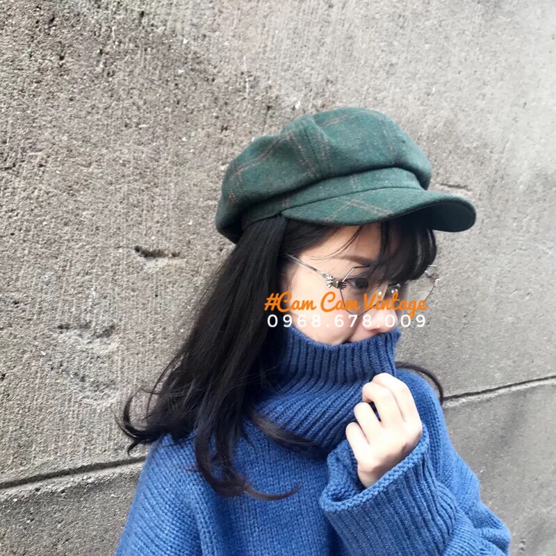 Mũ lưỡi trai dạ Newsboy nón cap hat dạ mũ phớt thuỷ thủ nam nữ MŨ DẠ PHỚT CARO NEWSBOY