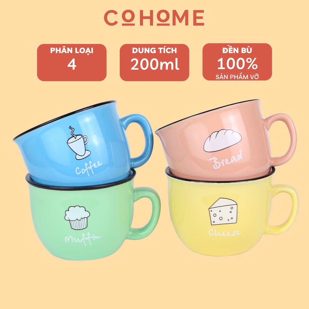 Cốc uống cafe, uống trà gốm sứ dung tích 200ml, họa tiết dễ thương, thích hợp quà tặng, decor