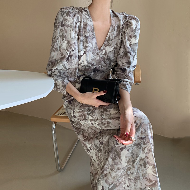 Đầm Hoa Tay Phồng Thời Trang Dành Cho Nữ