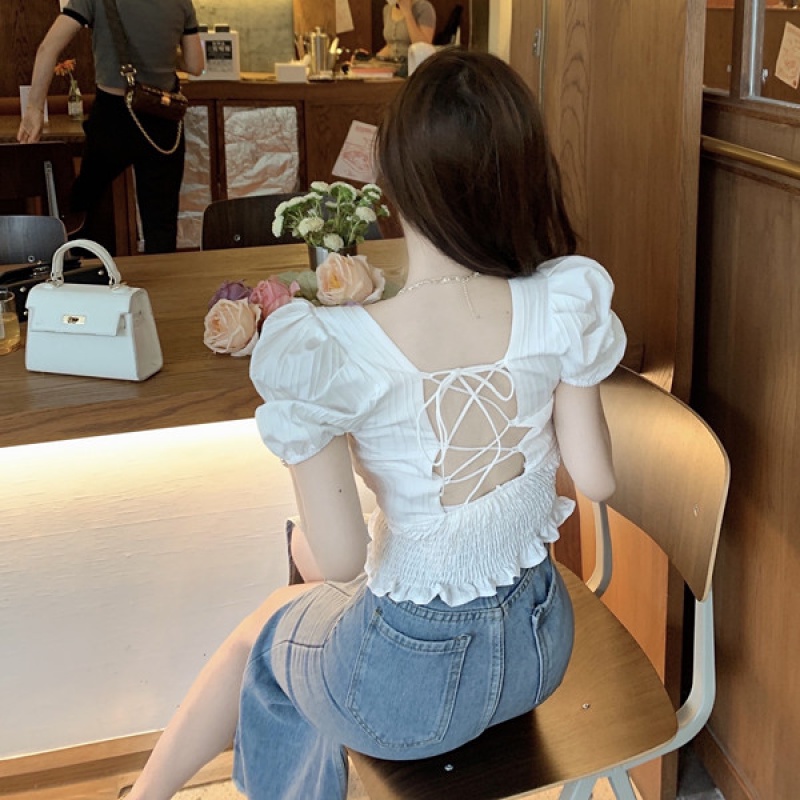 Áo Sơ Mi Ngắn Tay Cổ Vuông Thiết Kế Quyến Rũ Thời Trang Cho Nữ