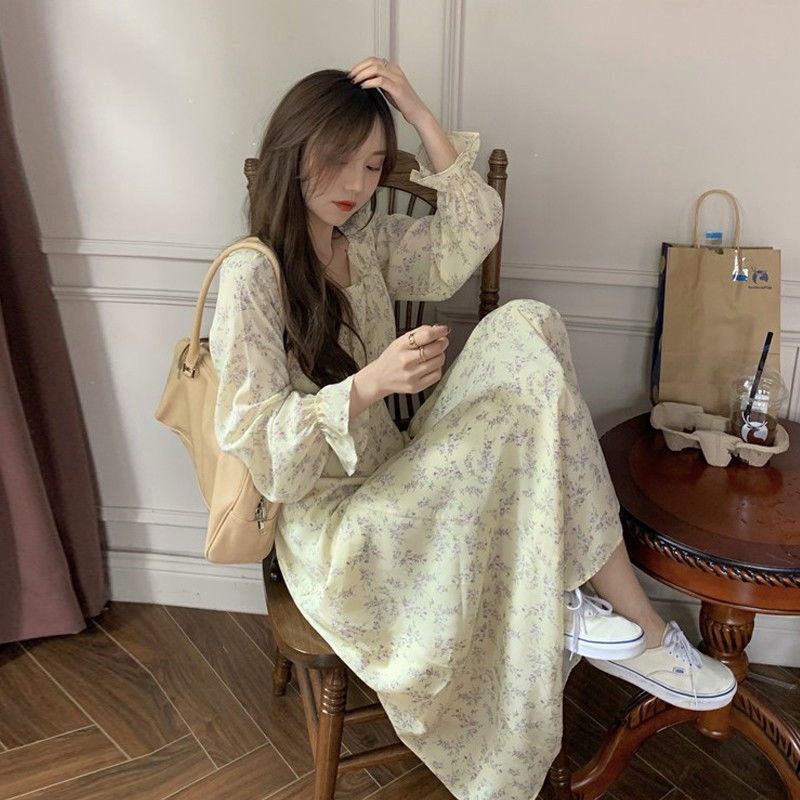 Đầm Hoa Cổ Vuông Thiết Kế Mới Thời Trang Dành Cho Nữ