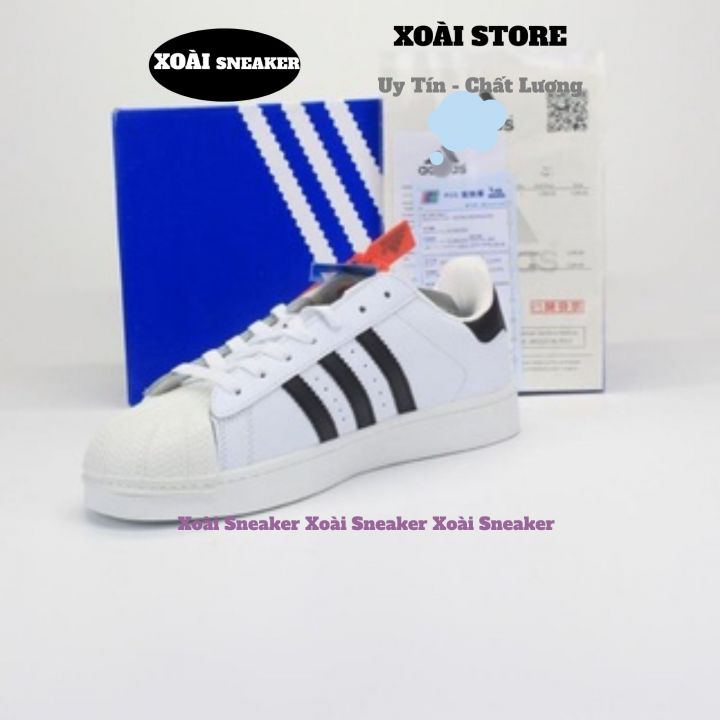 Giày superstar mũi sò màu trắng sọc đen, giày thể thao nam nữ adidas mũi sò vip da thật, ảnh thật, full size | BigBuy360 - bigbuy360.vn
