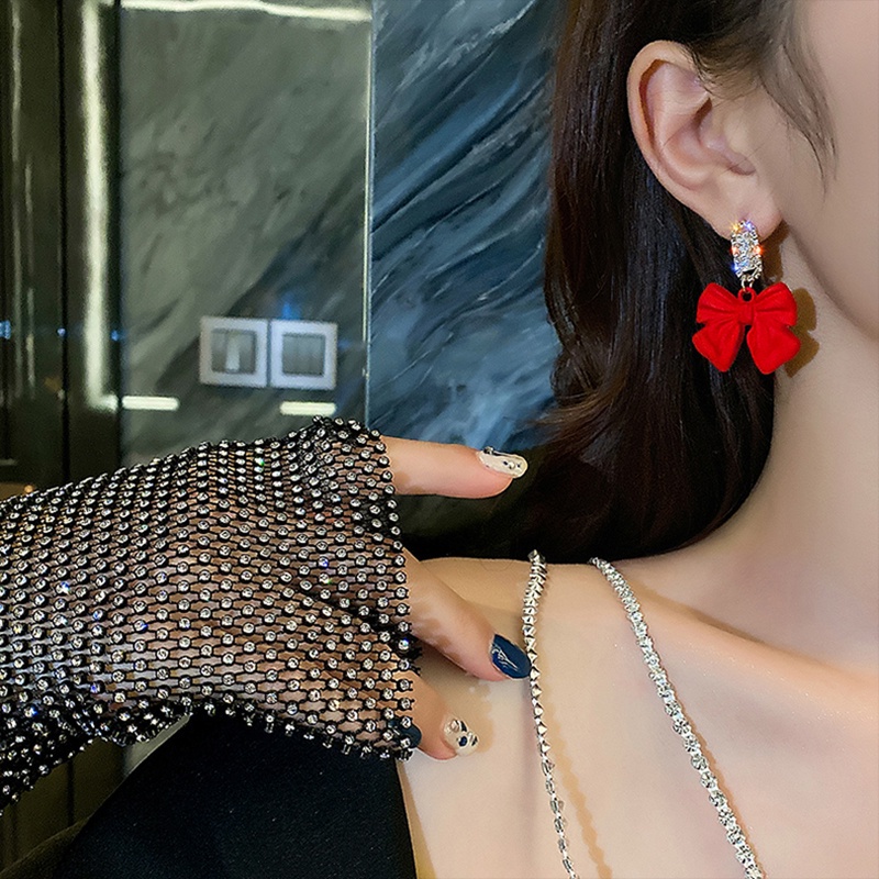 Đôi bông tai mạ bạc 925 hình nơ tua rua xinh xắn thời trang
