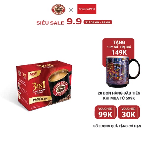 Cà Phê Highlands Coffee 3in1 Hòa Tan (hộp 20 Gói x 17g/gói)