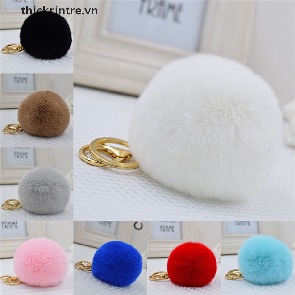 Móc Khóa Cục Bông Lông Thỏ Dễ Thương