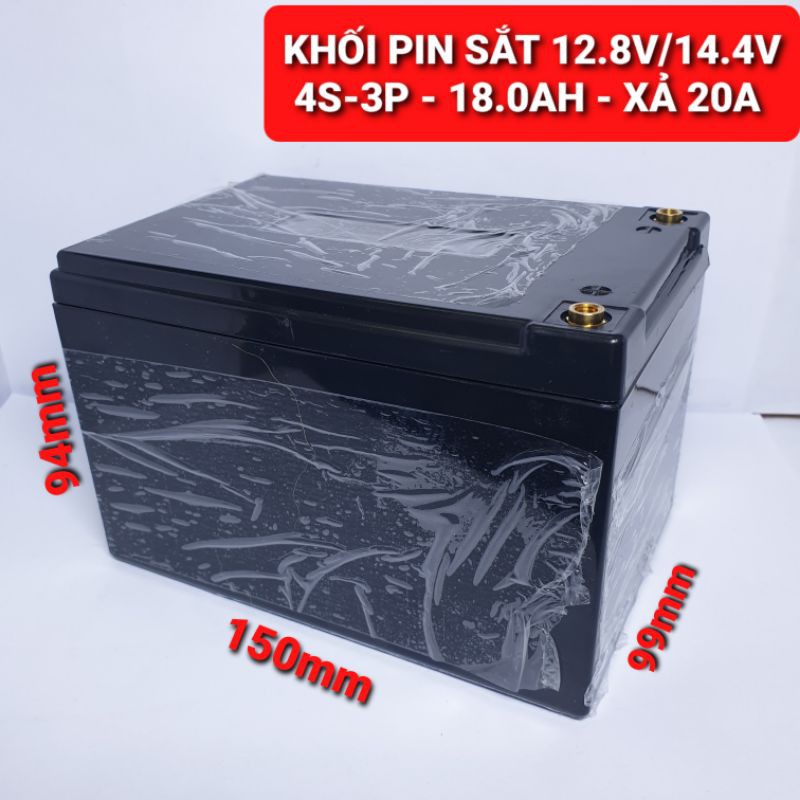 Achun.vn - KHỐI PIN SẮT 12.8V/14.4V - 4S-3P - XẢ 20A DÙNG CHO LOA KÉO