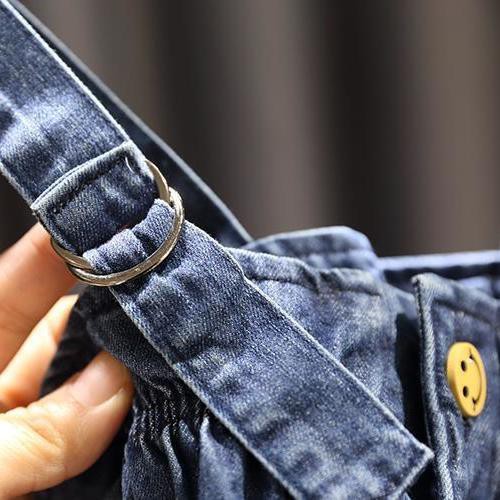 Bé gái 1-6 tuổi thời trang váy dây denim áo sơ mi hai mảnh phù hợp với trẻ sinh dài tay mẫu mùa xuân và thu