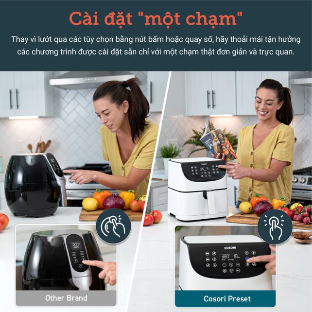 COSORI, NỒI CHIÊN KHÔNG DẦU ĐIỆN TỬ (AIR FRYER), MÀU TRẮNG, 5.8 Qt / 5.5 Lít