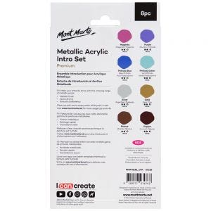 Bộ màu nhũ cơ bản Mont Marte Metallic Acrylic Paint Intro Set Premium - 8 tuýp 18ml