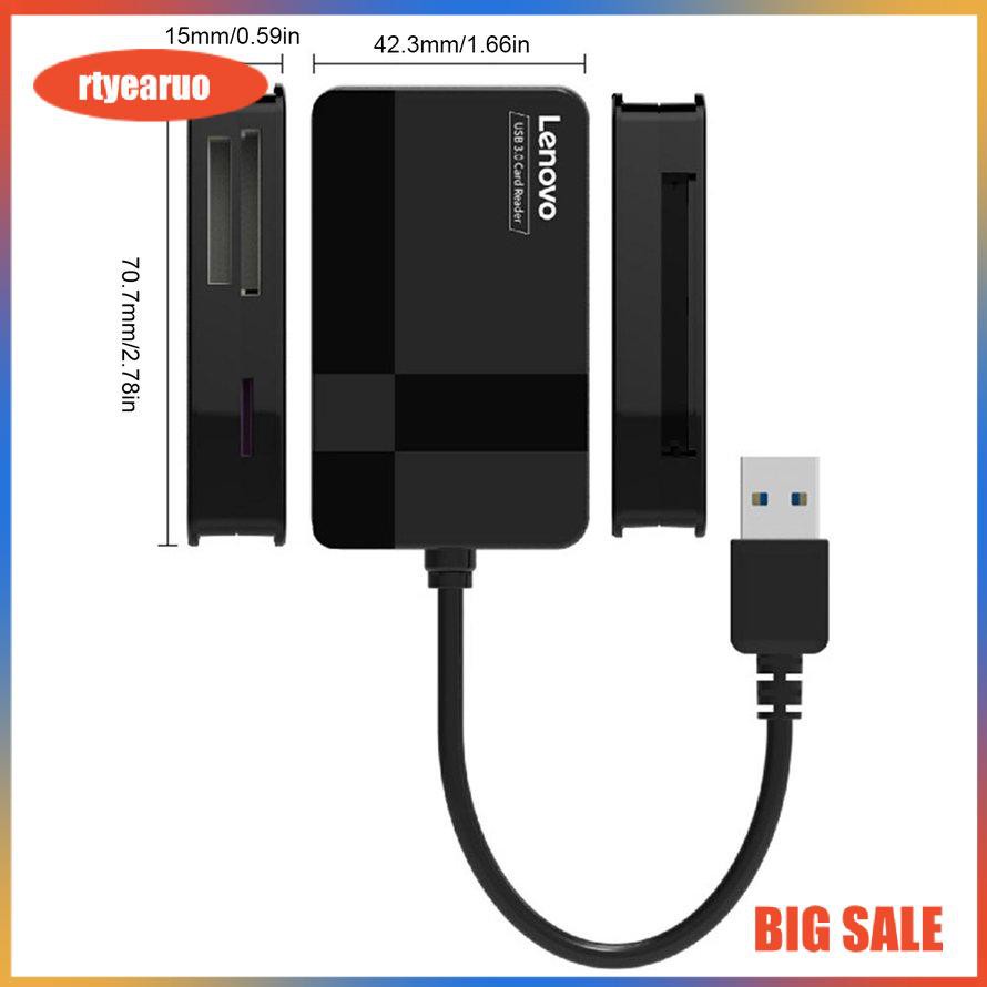 Lenovo D302 USB 3.0 Card Reader,5Gbps 4 in 1 TF CF MS Secure Card Reader