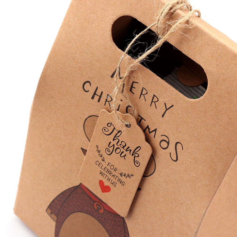 Bộ 100 Miếng Giấy Kraft In Chữ Thank You Màu Nâu Kèm 20m Dây Treo Dùng Trang Trí Giáng Sinh/Tiệc Cưới DIY