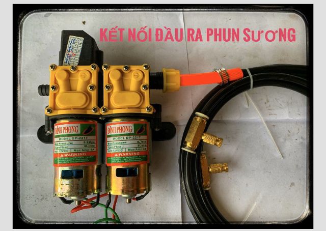 Trọn bộ BƠM PHUN SƯƠNG tưới lan làm mát | Bơm áp lực cao 12V Đỉnh Phong