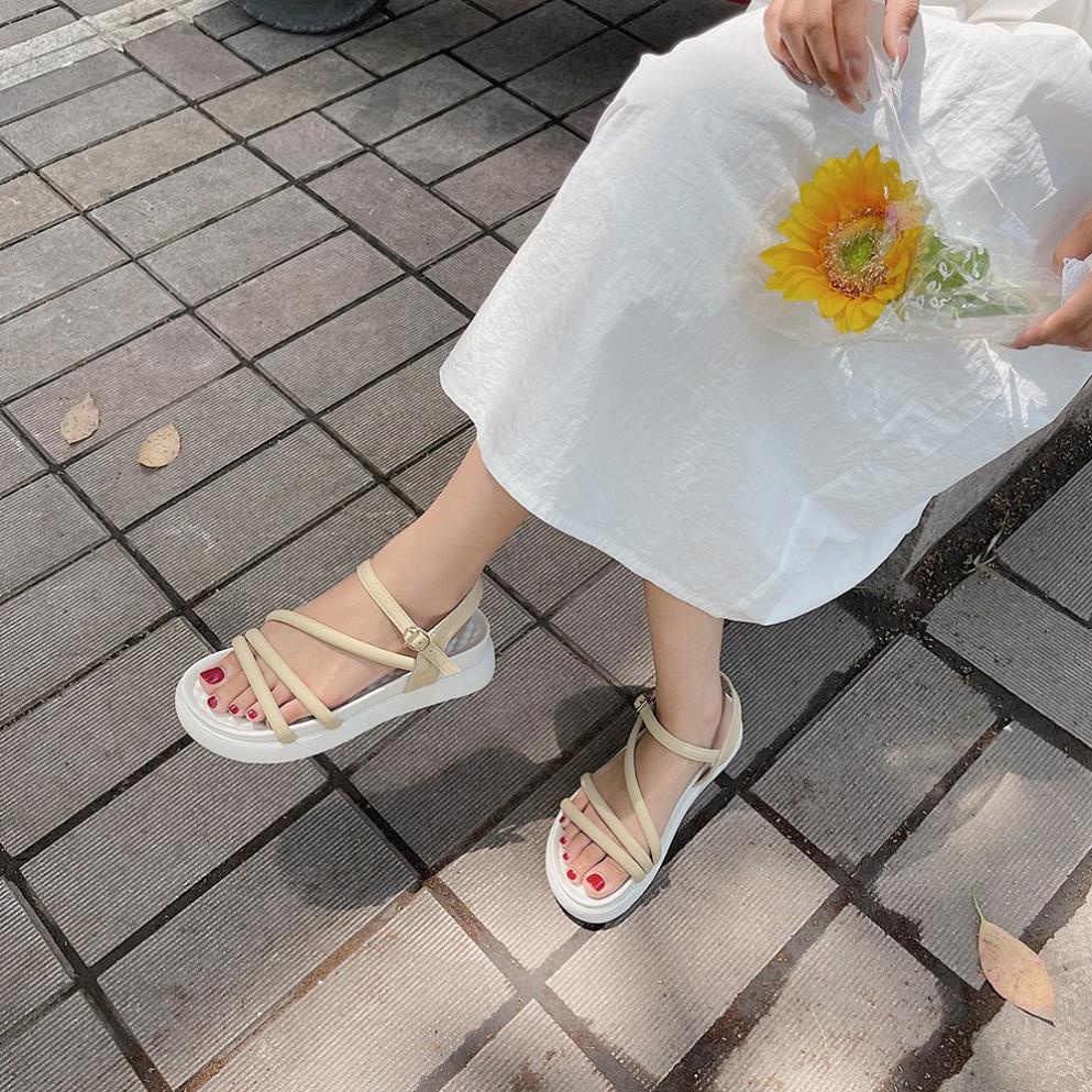 Giày sandal nữ giayBOM quai dây đế bằng cao 4 cm B1157 PO