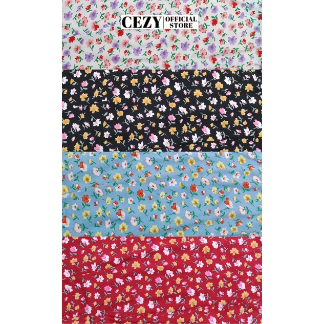 Đầm hoa cổ tròn tay phồng xếp ly có size bigsize Cezy D41