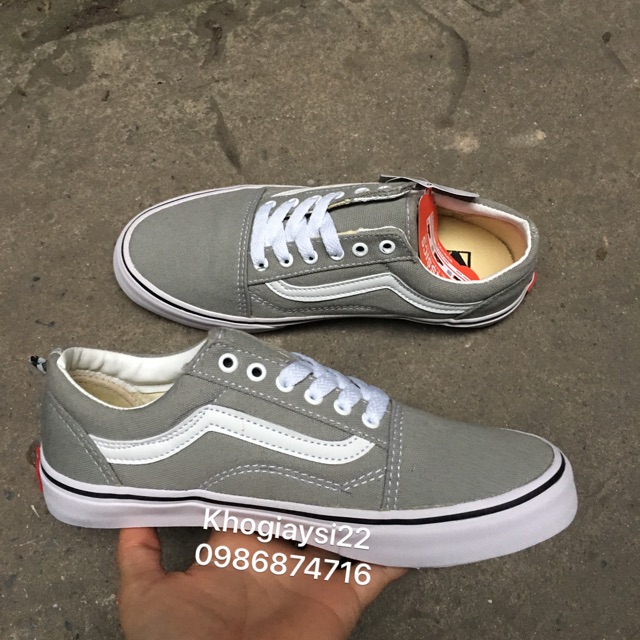 𝐑Ẻ Tết [SALE SỐC-SẴN HÀNG] Giày vans old skool XÁM fullsize 36->43 NAM NỮ ☑ Chuẩn . ` < ◦