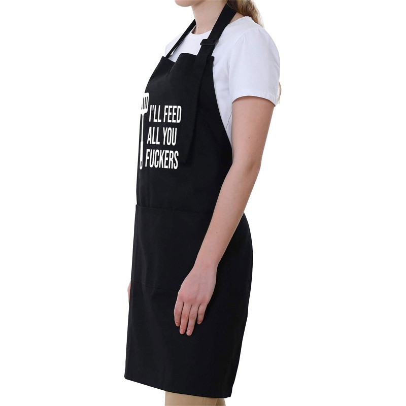Tạp Dề Có Túi Chống Nước In Chữ I 'Ll FEED ALL YOU Vui Nhộn