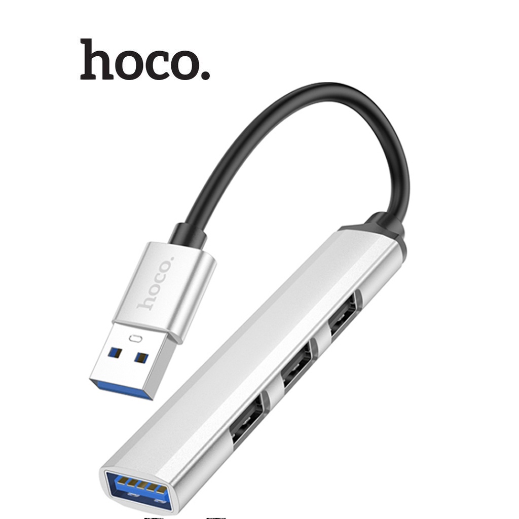 Hub 4in1 Hoco HB26 USB sang 4 cổng USB ( USB 3.0/ 3 USB 2.0) truyền dữ liệu tương thích Windows/Linux/Mac OS