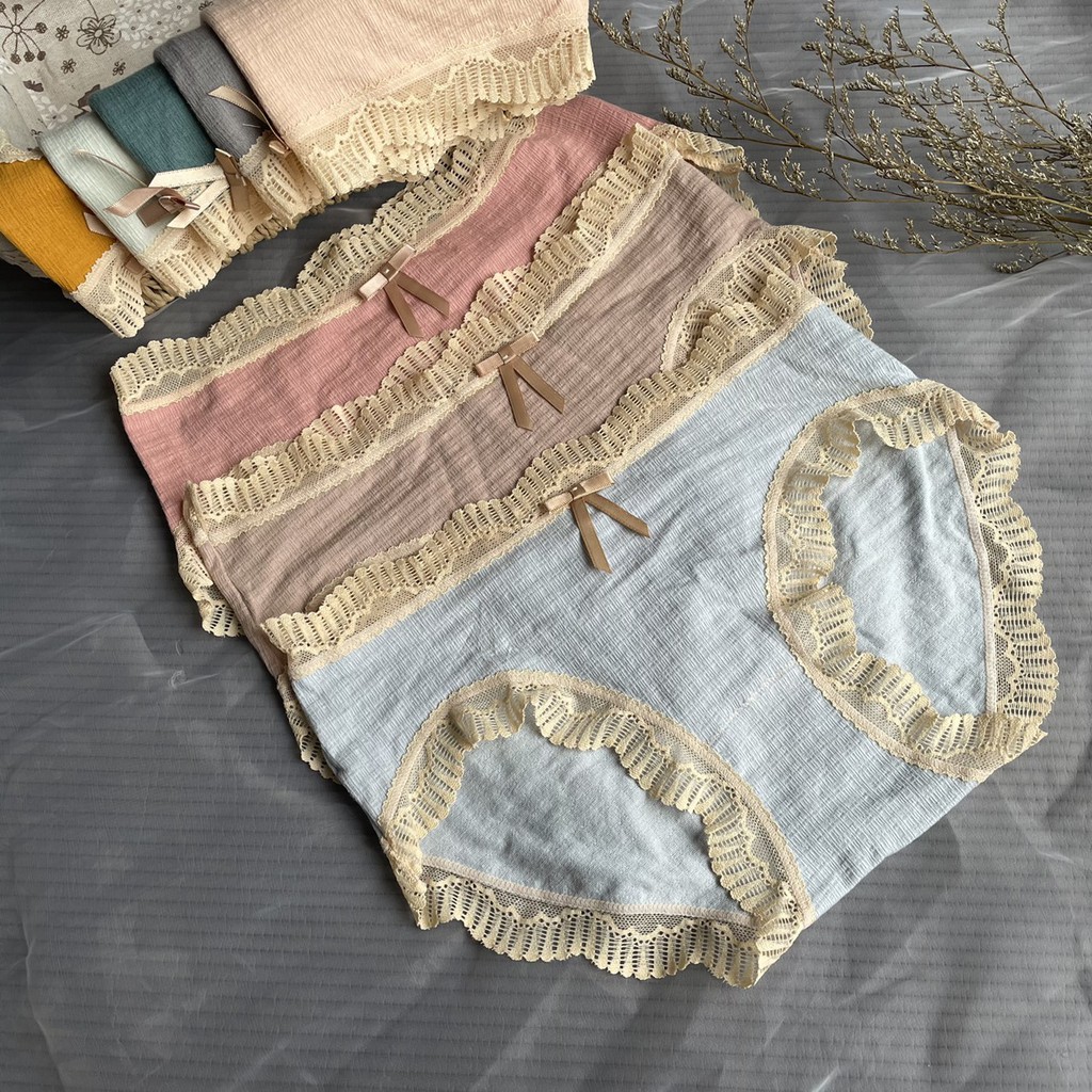 Quần lót nữ viển ren , quần lót cotton gỗ sồi q833 không gian eva KGE