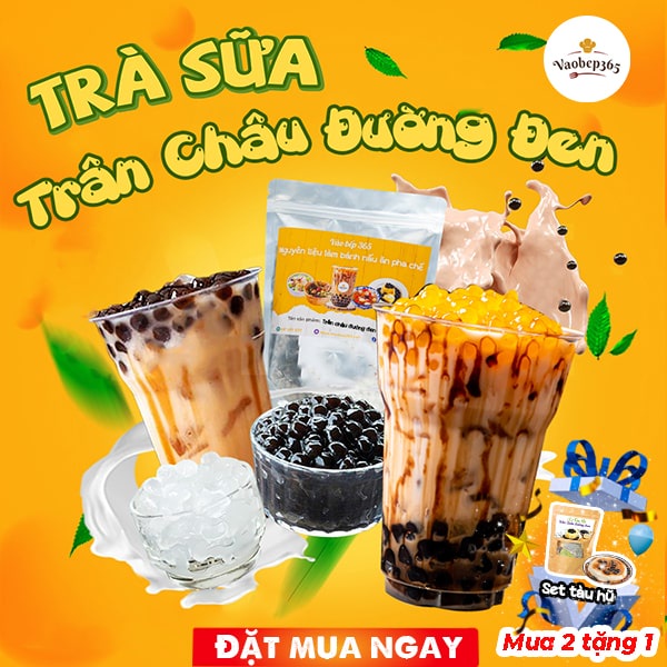 Set nguyên liệu trà sữa 5 vị, set dùng thử (Set 8-10ly) Vaobep365