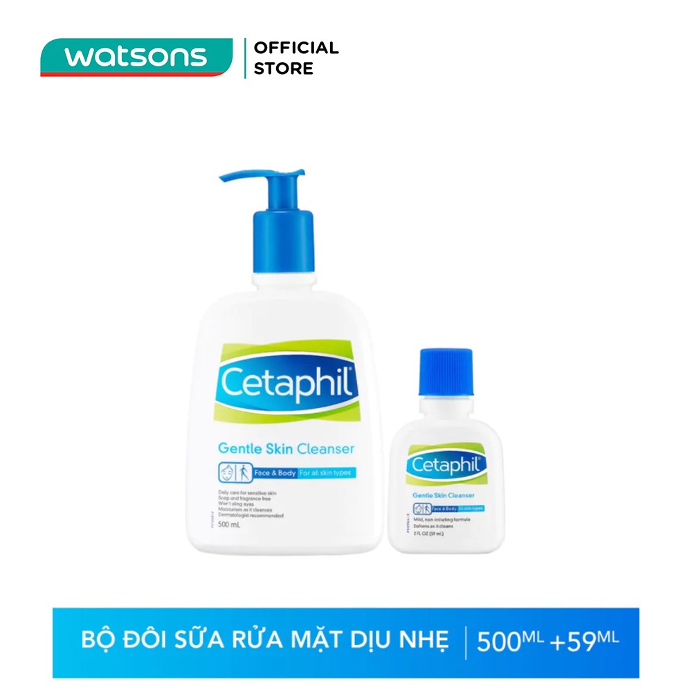 Combo Sữa Rửa Mặt Cetaphil Gentle Skin Cleanser Phù Hợp Với Mọi Loại Da(Cetaphil 500ml + Mini 59ml) | BigBuy360 - bigbuy360.vn