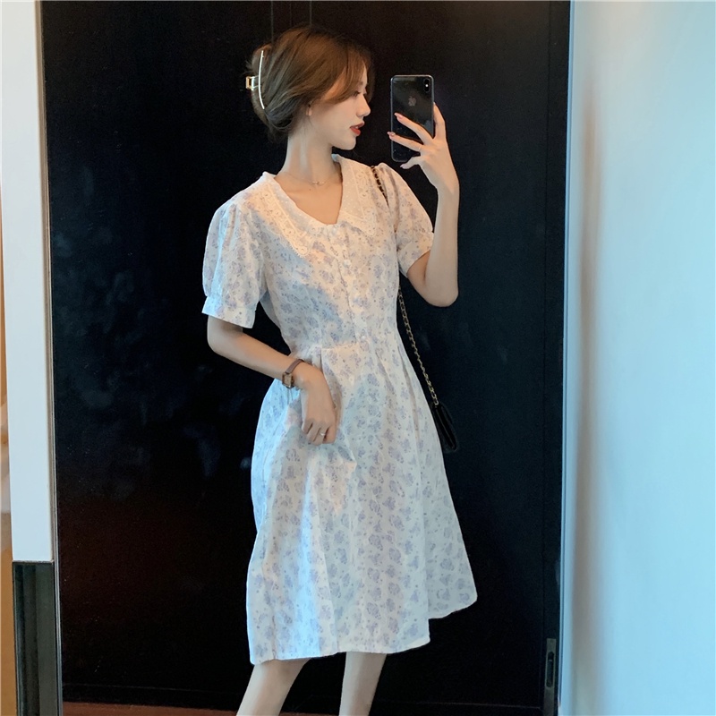 Đầm voan ZHELIHANGFEI hoa ngắn tay thời trang cao cấp dành cho nữ