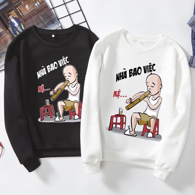 Áo nỉ nam nữ nhà bao việc