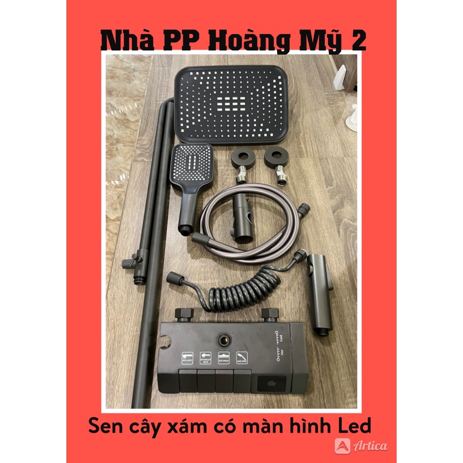 Sen cây tắm nóng lạnh dạng phím đàn NANO xám có màn hình hiển thị nhiệt độ