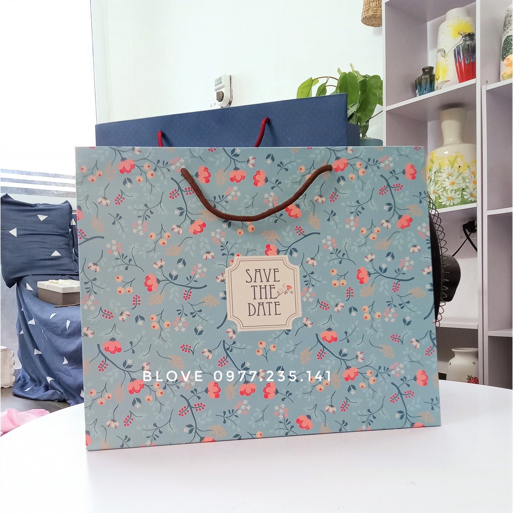 (4 Size-quai xách) Túi giấy đựng quà, hộp đựng quà,mỹ phẩm,trang sức, chất liệu giấy ivory cao cấp