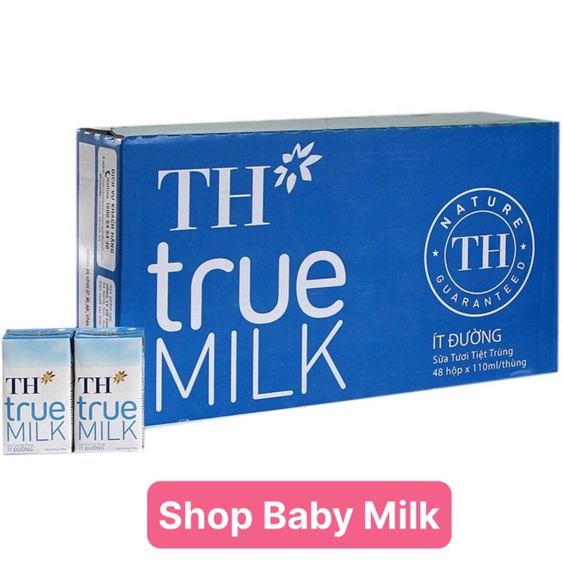 Thùng Sữa Tươi TH True Milk Ít Đường 110ml