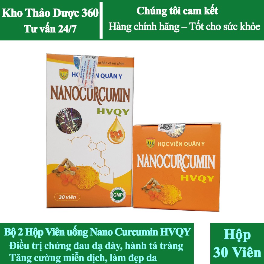 Hàng Mới/ Combo 2 Hộp Nano Curcumin Học Viện Quân Y hộp 30 viên