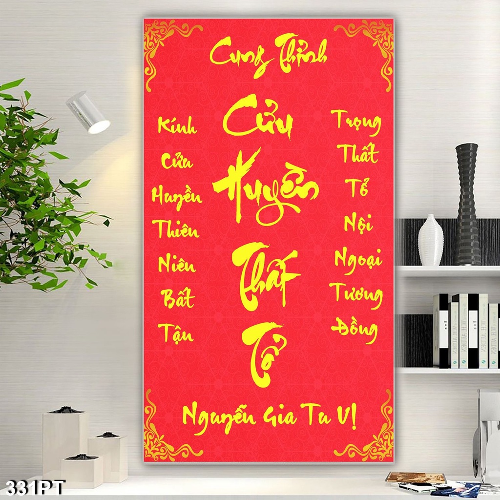 Tranh Cửu Huyền Thất Tổ In Theo Kích Thước Yêu Cầu Có Keo Dán