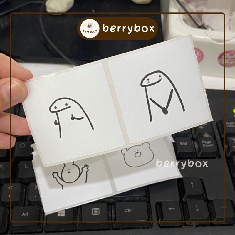 Berry | Set 50 tem nhãn dán meme MM2, sticker niêm phong có keo dán túi giấy, thùng carton, gói hàng