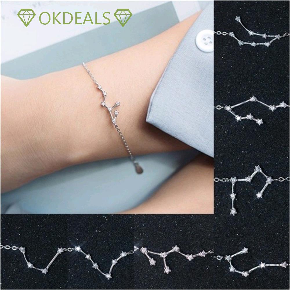 💎OKDEALS💎 New Constellation Bracelet Friendship Gift Guardian Star Wristbands|Zodiac Pendant Cubic Zirconia Diamonds Jewelry Best Birthday Gift Adjustable Horoscope Astrology/Multicolor