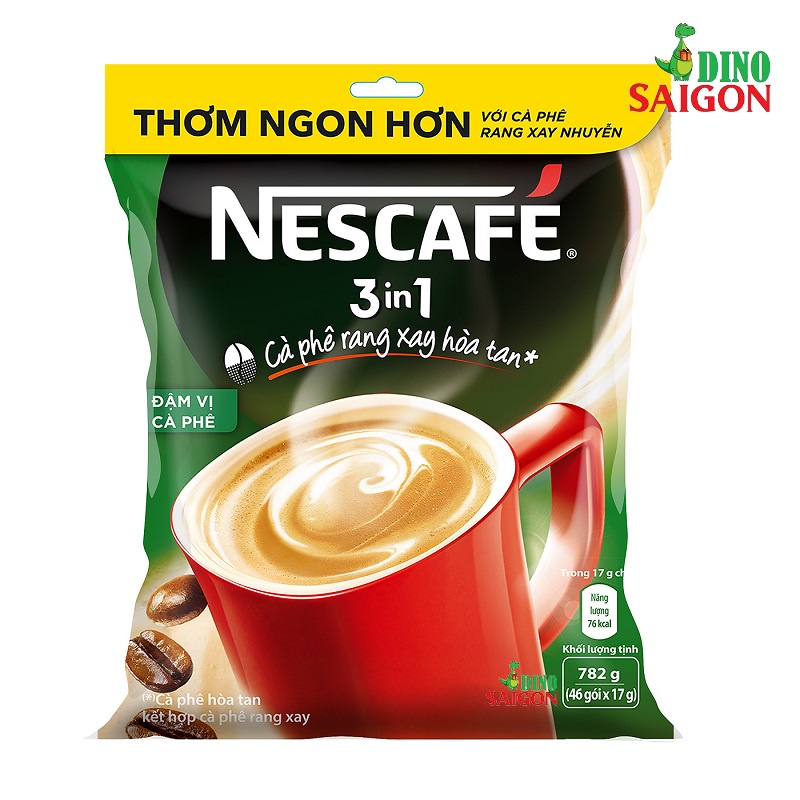 Túi 46 Gói Cà Phê Rang Xay Hòa Tan Nescafé 3in1 Đậm Vị Cafe Màu Xanh(17g/gói)