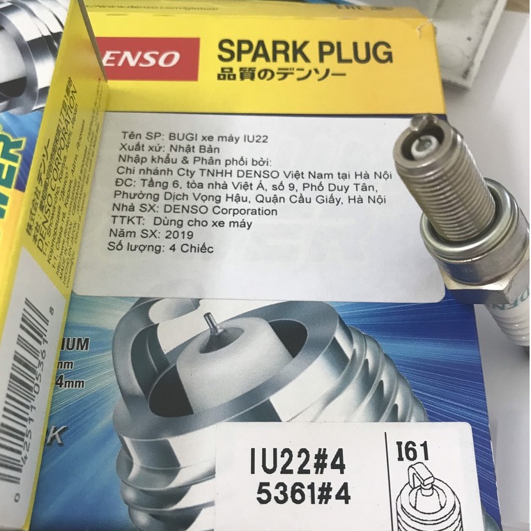 Bugi cao cấp DENSO iridium IU22 cho xe Wave RSX, Click-I, Future II, Lead, Luvias, Nouvo LX, SYM Excel