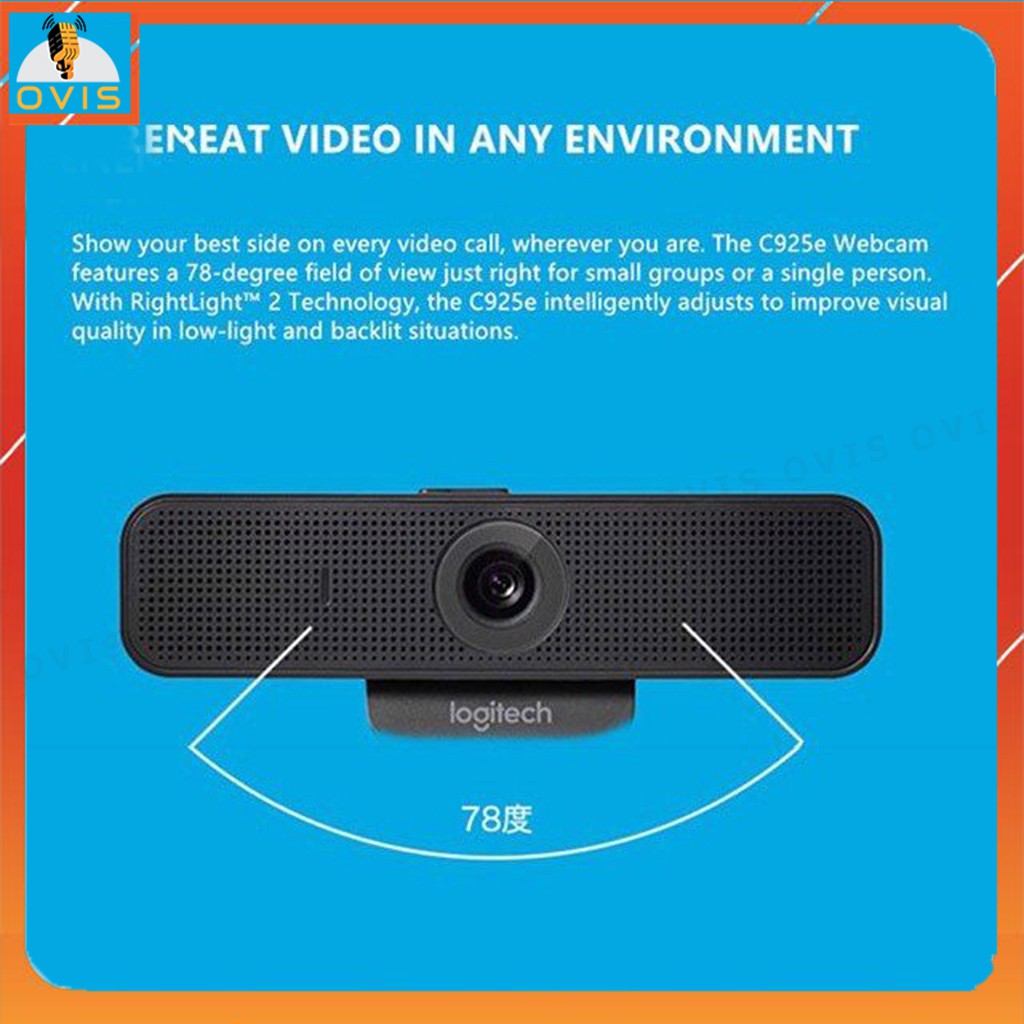 Logitech C925E - Webcam Máy Tính Chụp Ảnh Chuyên Nghiệp, Hướng Thu Âm Rộng, Tự Động Lấy Nét