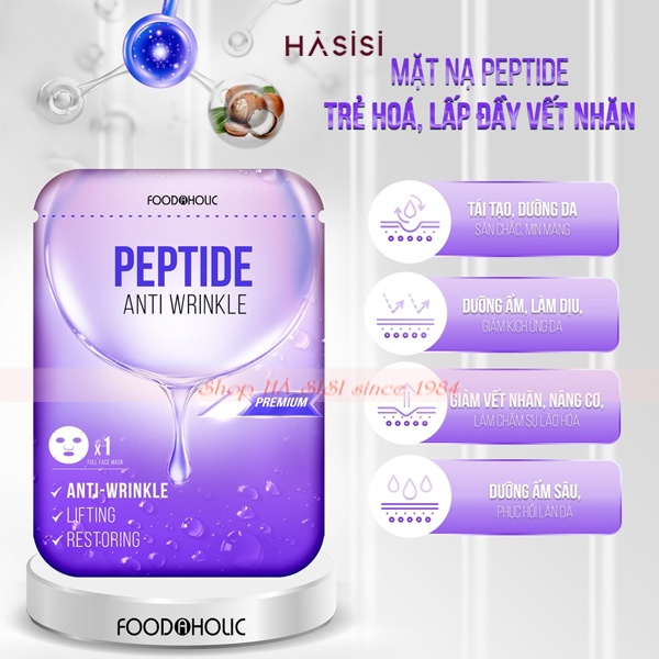 Mặt Nạ Chống Lão Hóa Da FOODAHOLIC - Peptide Anti Wrinkle 23ml (Tím)