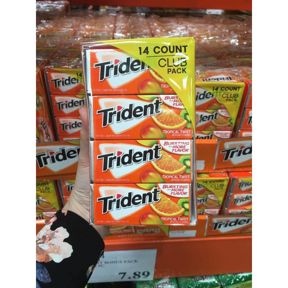 [rẻ vô địch] 1 thanh kẹo cao su trident vị cam