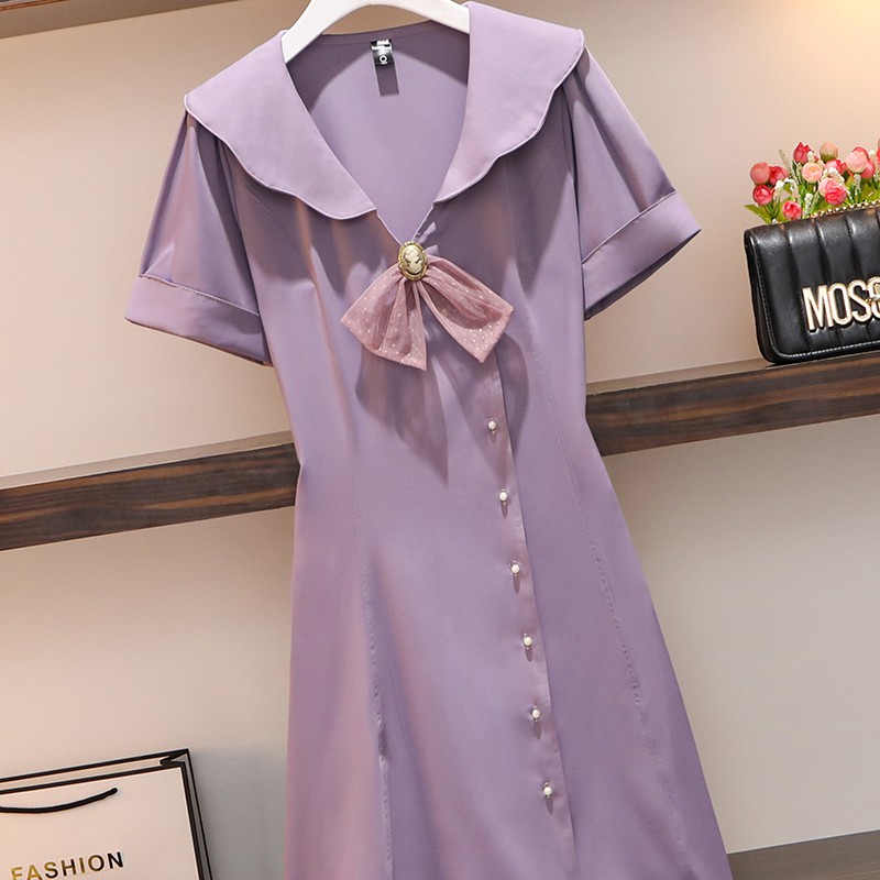 🌸Hàng Order🌸 Váy Tím Bigsize Đính Nơ Thắt Eo Cúc Ngọc Tiểu Thư Dịu Dàng 🌸Hàng Quảng Châu | BigBuy360 - bigbuy360.vn