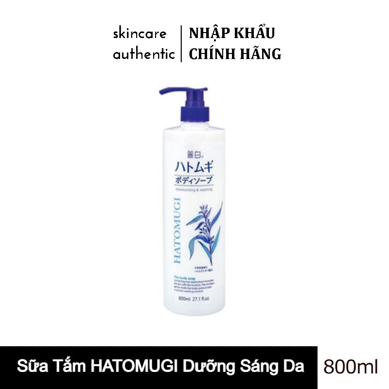 Sữa Tắm Sáng Da Reihaku Hatomugi Moisturizing &amp; Washing The Body Soap 800ml
