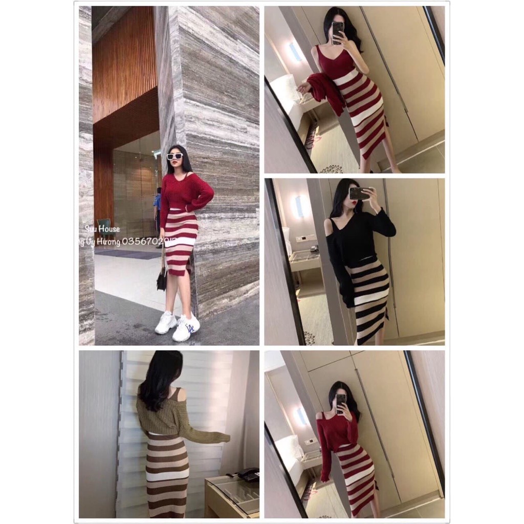 ⚡️FLASH SALE⚡️Sét váy len kẻ siêu xinh