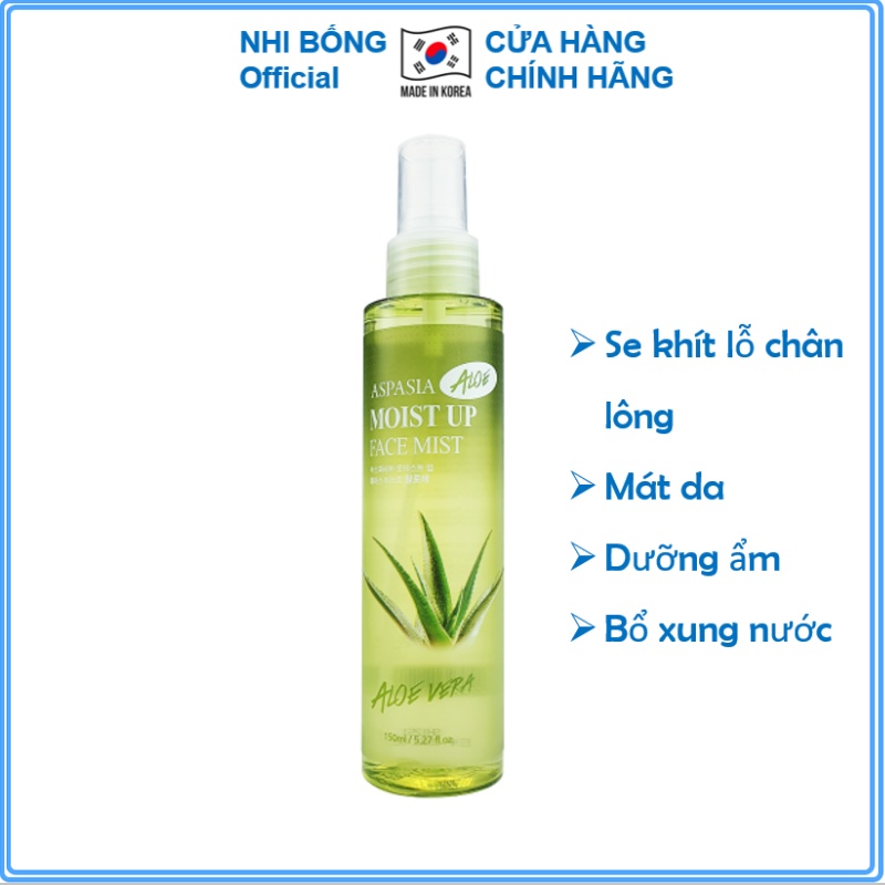 Nước xịt khoáng Aspasia Moist Up Face Mist Hàn Quốc se khít lỗ chân lông kiểm soát bã nhờn 150ml