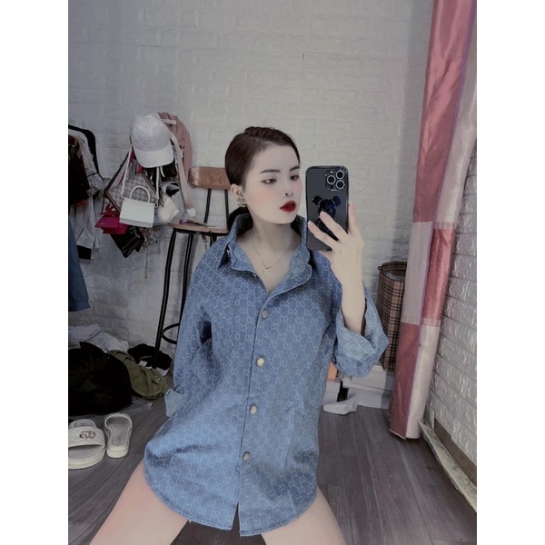 Áo sơ mi bò gg dài tay