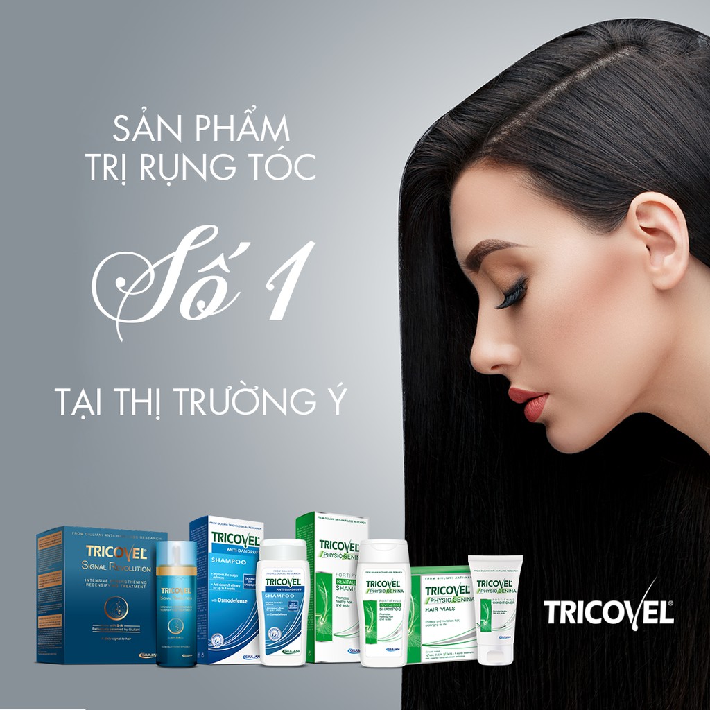 Serum Tricovel Giảm Rụng Tóc Kích Thích Tóc Mọc Dày và Dài Trong Thời Gian Ngắn Vials Physiogenina - hộp 10 lọ x 10ml