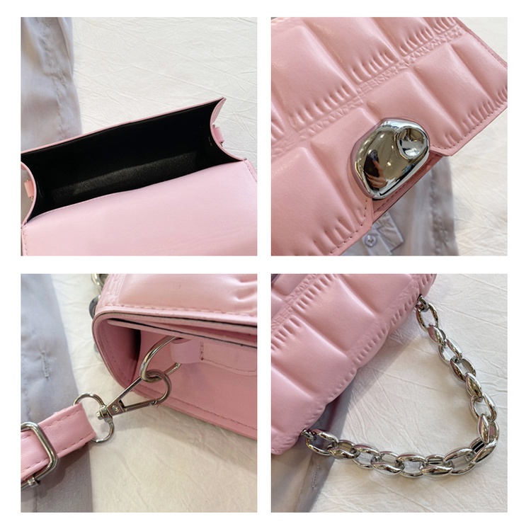 Túi Đeo Chéo Da PU Dáng Vuông Nhỏ Họa Tiết Hình Thoi Đơn Giản Phong Cách Retro Thời Trang Cho Nữ