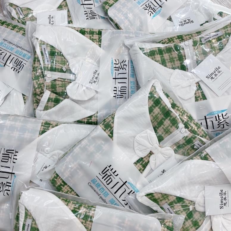 [ 𝐅𝐑𝐄𝐄 𝐒𝐇𝐈𝐏 ] VÁY DẠ KẺ XANH PHỐI CỔ PI TER NƠ NHỎ SIÊU XINH