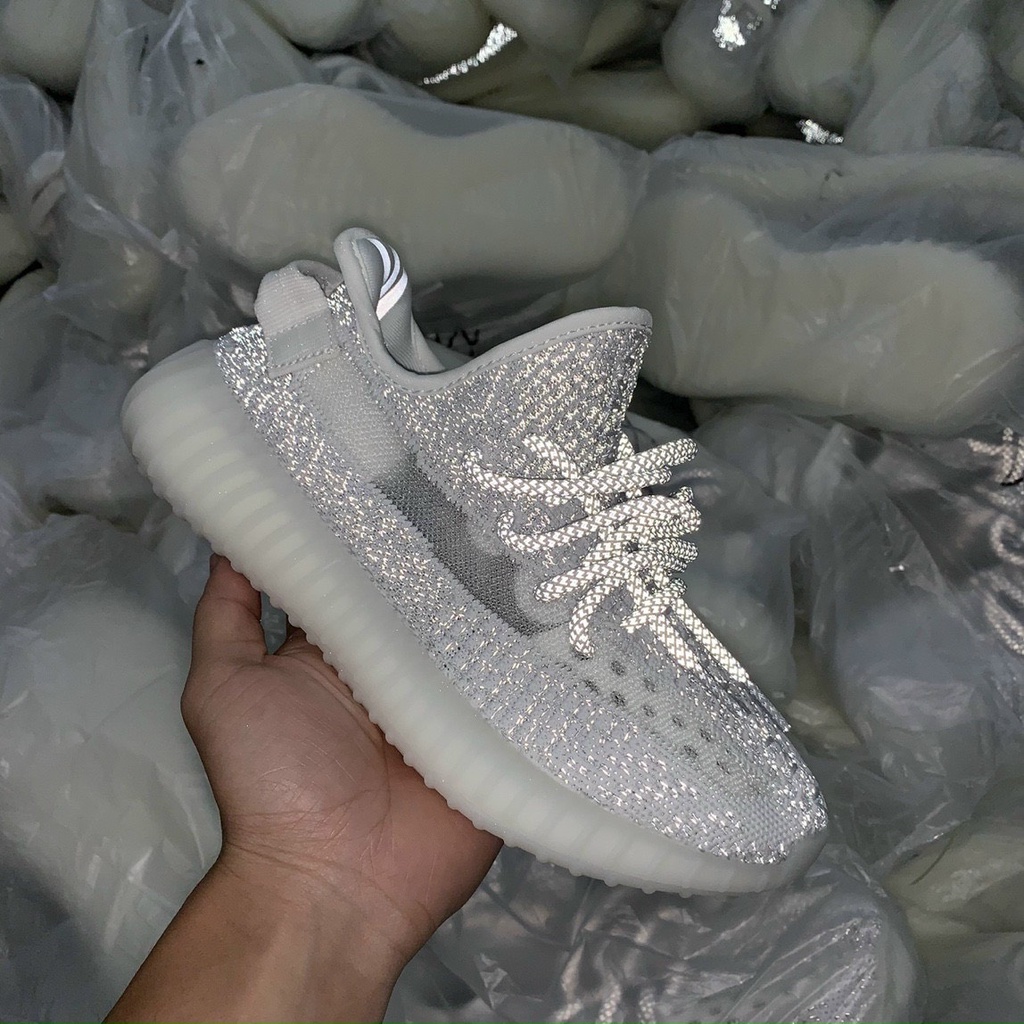 Giày Yeezy 350 static trắng xám phản quang cao cấp