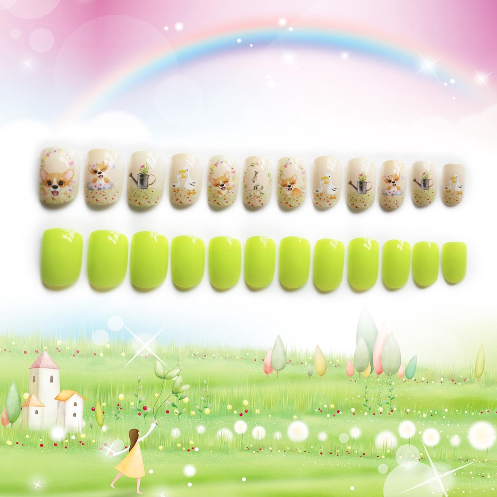 OCEANMAP Móng Tay Giả Che Phủ Toàn Diện Màu Kẹo Dễ Thương Cho Bé